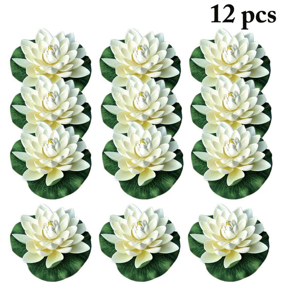 12pcs 18cm Floating Lotus Artificial Flower Wedding Home Party Garden Pool Decorations DIY Water Lily Mariage Fake Plants